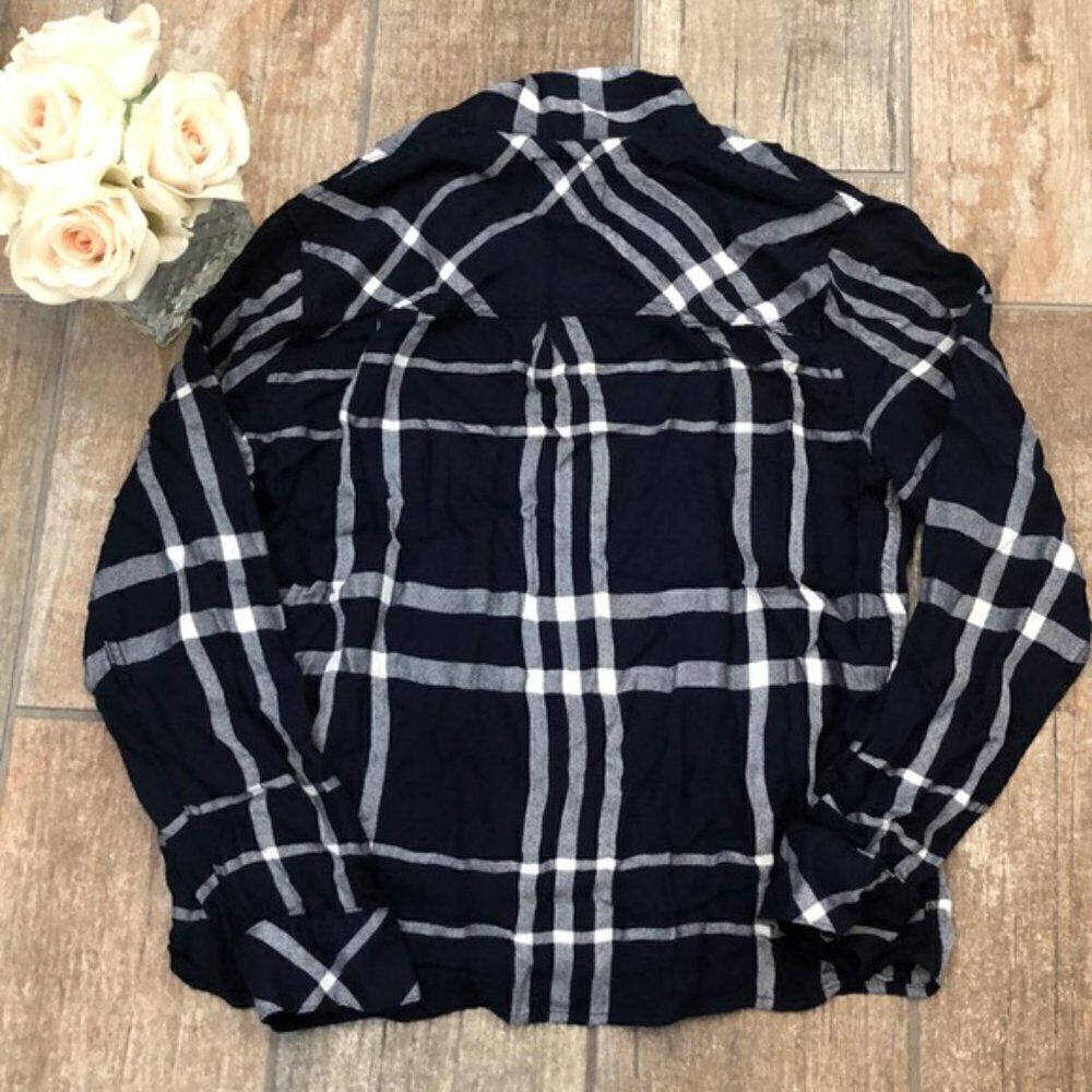 Rails Cadet Navy & White PJ Plaid Flannel Top S - Picture 5 of 5